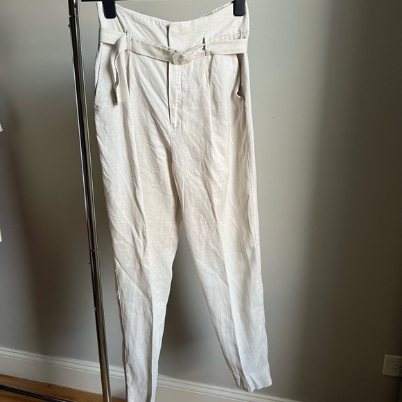 Mango Linen Belted Pants in Size 4 - Picture 1 of 5
